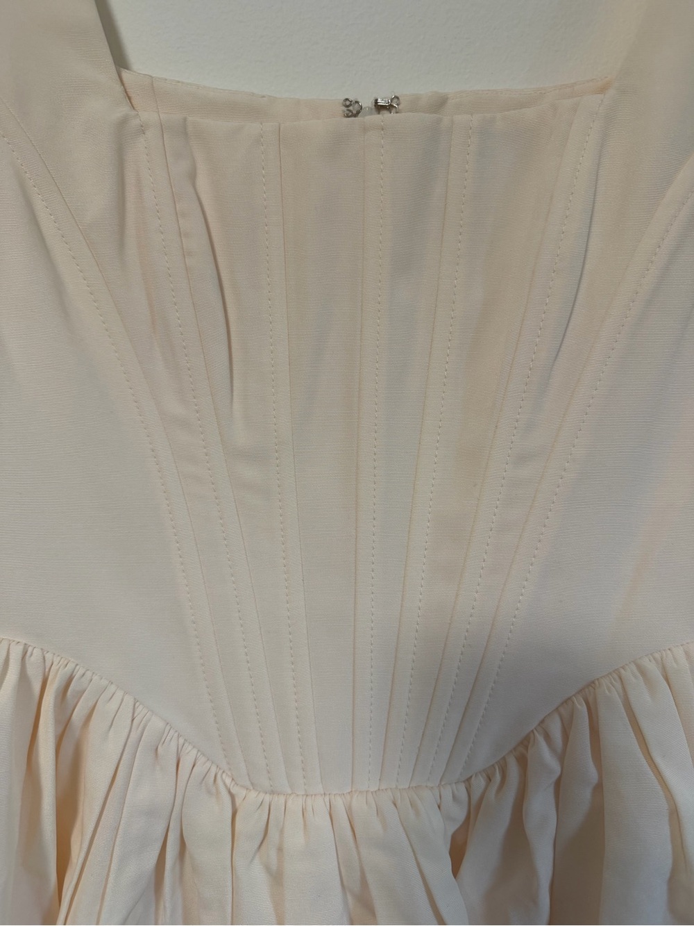 Cream Fit-and-Flare Dress with Square Bodice - Picture 9 of 10